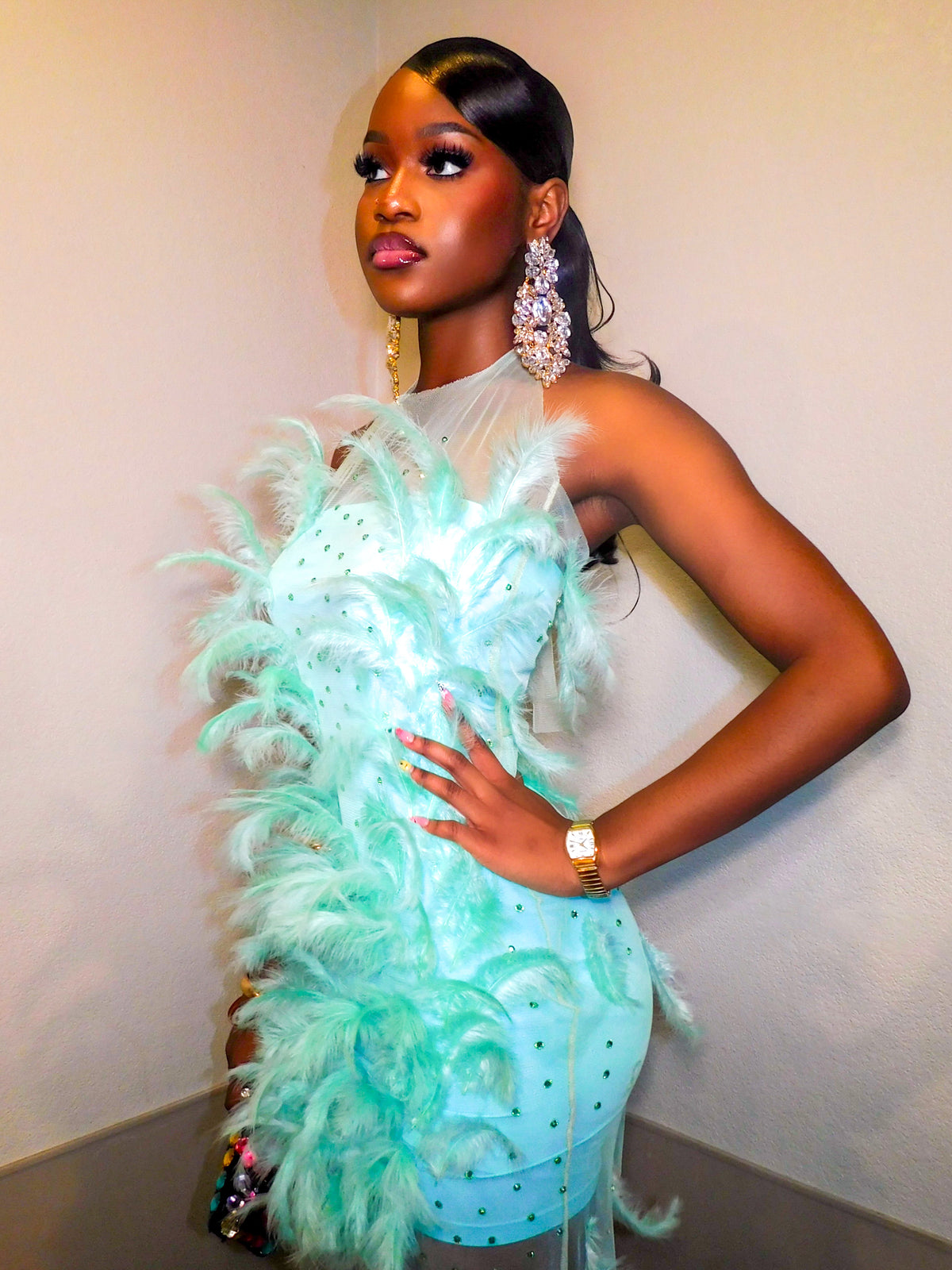Aquamarine Feather Dress