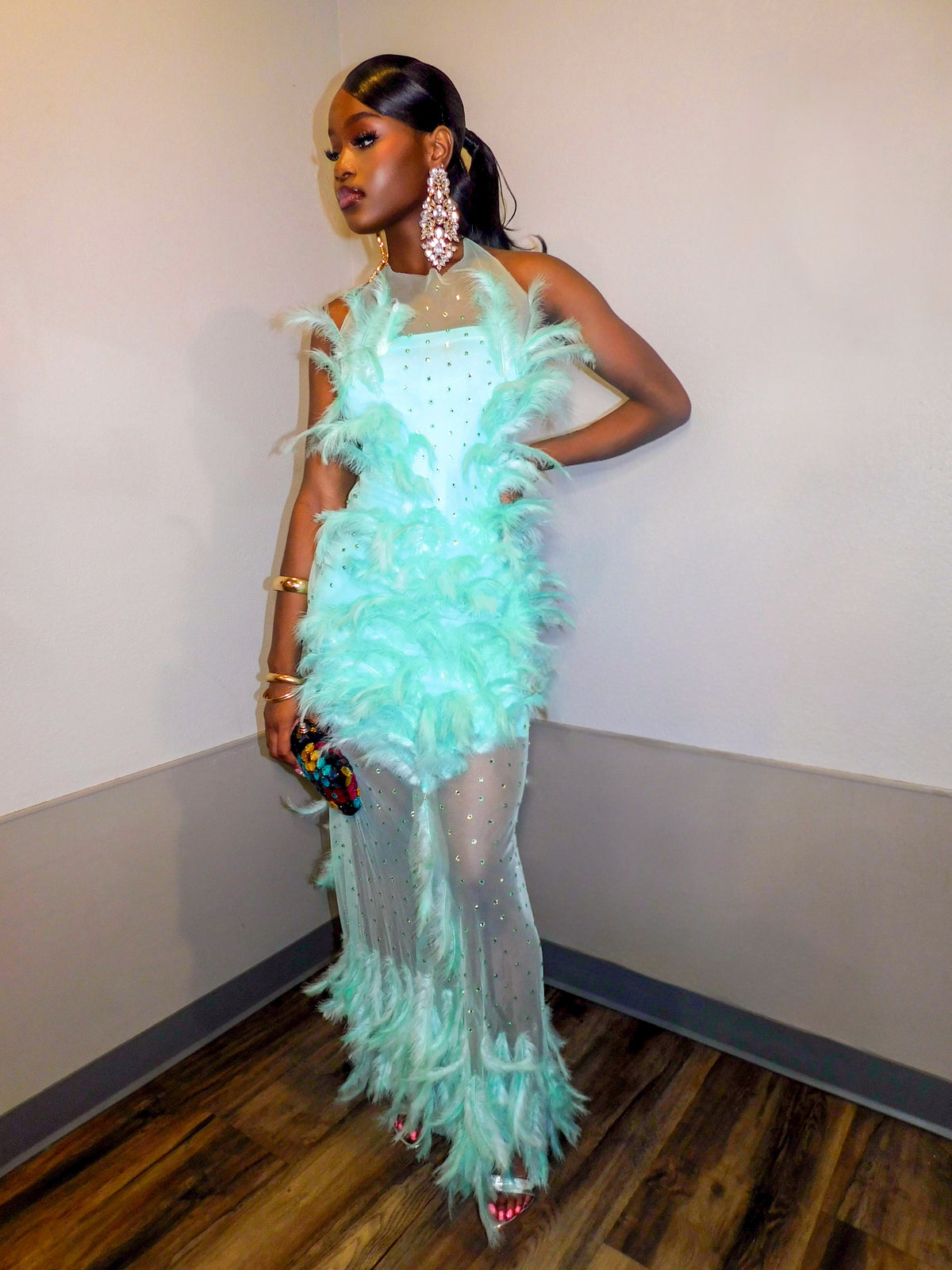 Aquamarine Feather Dress