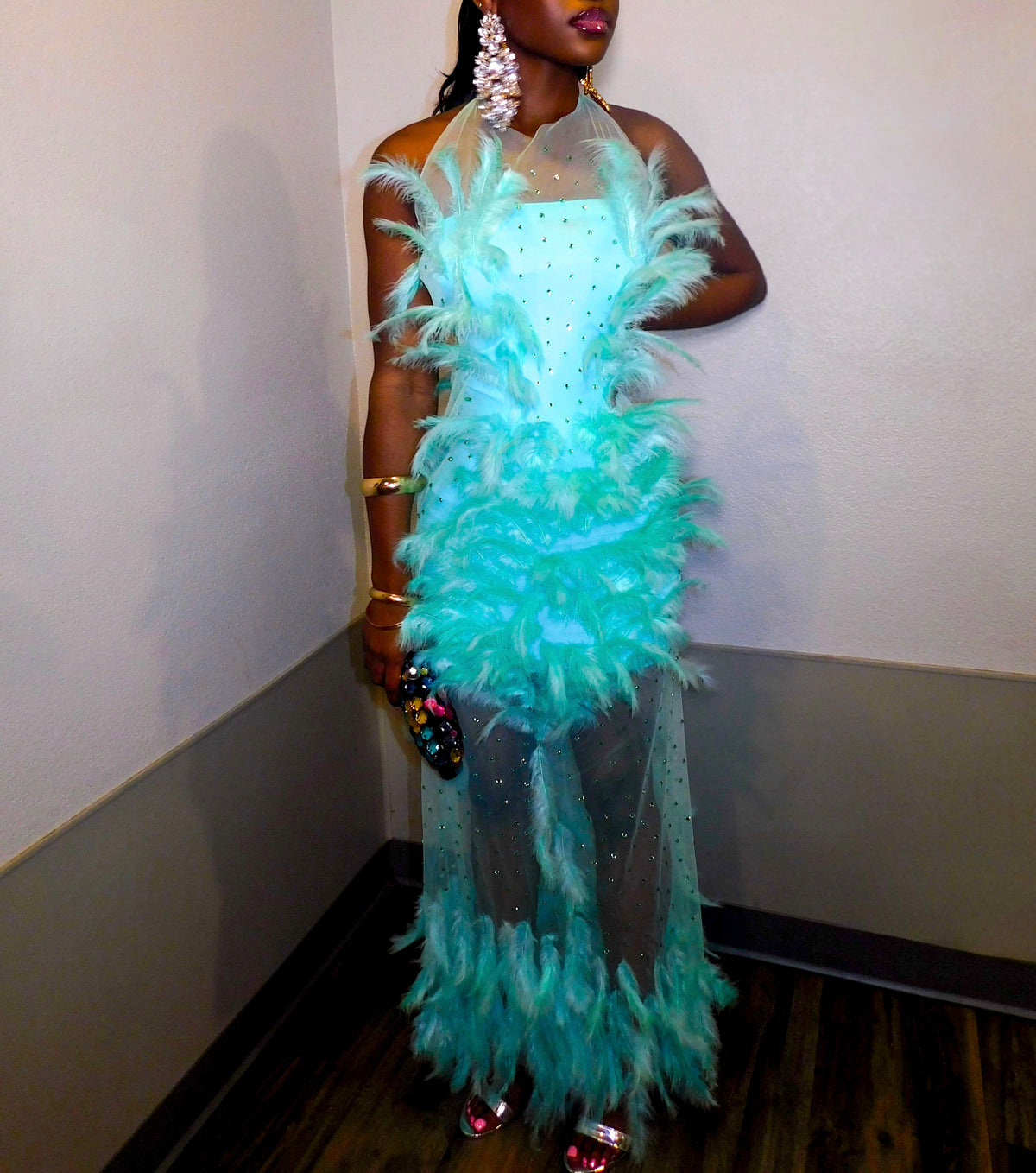 Aquamarine Feather Dress